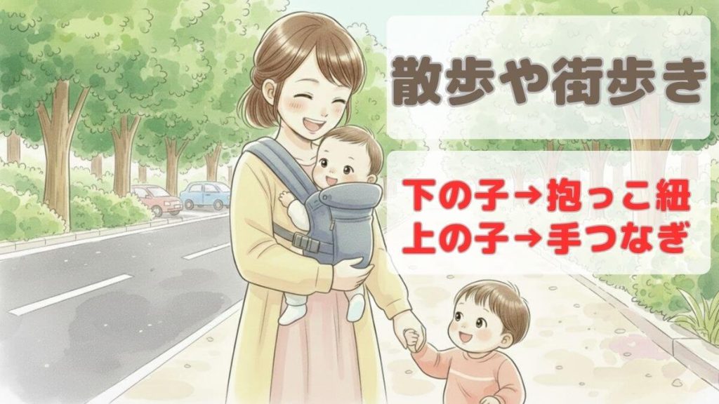 散歩や街歩きの移動手段についてのイラスト